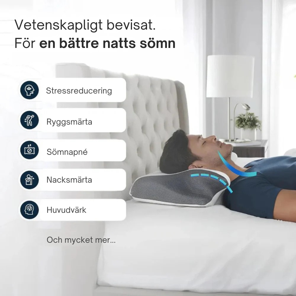 SOVA™ | Sov bättre, vakna piggare – ergonomiskt stöd för nacke och rygg hela natten.