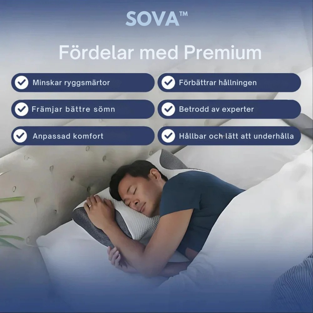 SOVA™ | Sov bättre, vakna piggare – ergonomiskt stöd för nacke och rygg hela natten.